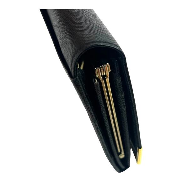 Givenchy Long Wallet Leather Bifold Clutch Mens Womens Black Gold Authentic Vtg - Picture 9 of 12